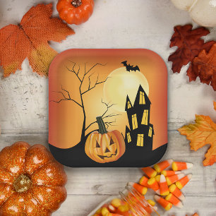Jack O' Lantern Halloween Paper Plate
