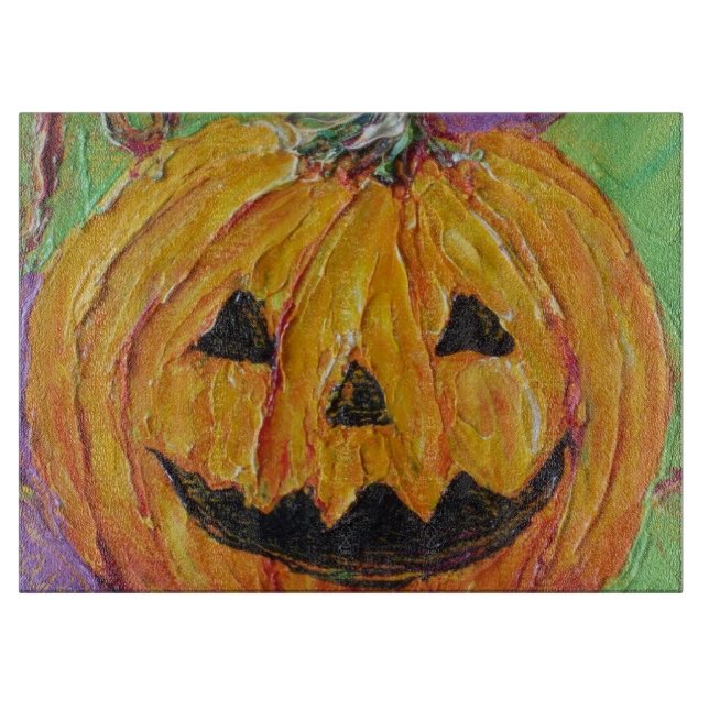Jack-O-Lantern Halloween Pumpkin Cutting Board (Front)