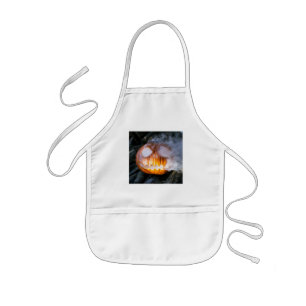 Jack-o-Lantern Halloween Pumpkin Head on Fire  Kids Apron