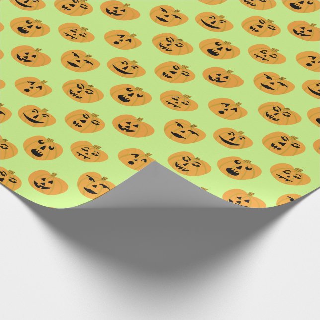 Jack-O-Lantern Halloween PUMPKIN Pattern Gift Wrapping Paper (Corner)