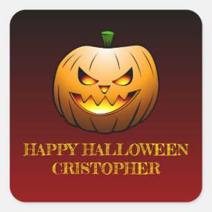 Jack-o-Lantern Halloween Pumpkin Square Sticker