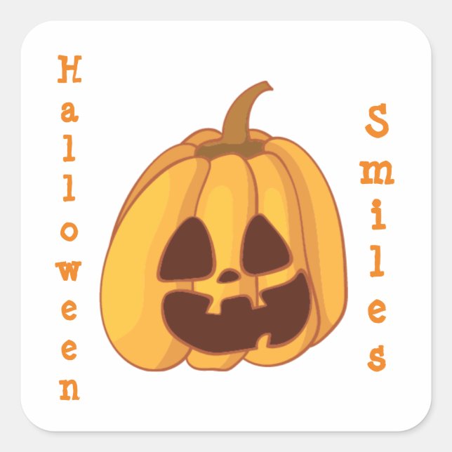 Jack-o-Lantern Halloween Smiles Square Sticker (Front)