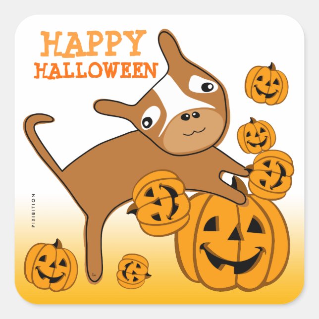 Jack O Lantern Halloween Sticker Puppy 2 (Front)