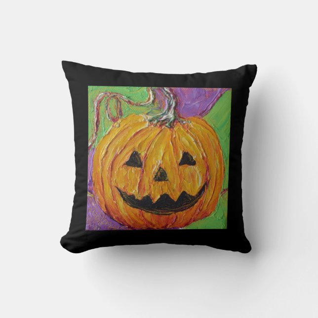 Jack-O-Lantern Halloween Throw Pillow (Front)