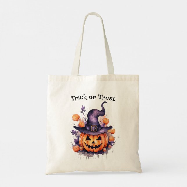 Jack o Lantern Halloween Trick or Treat Tote Bag (Back)