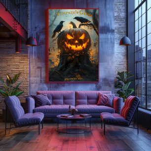 Jack-O'-Lantern Halloween with Glowing Pumpkin Poster