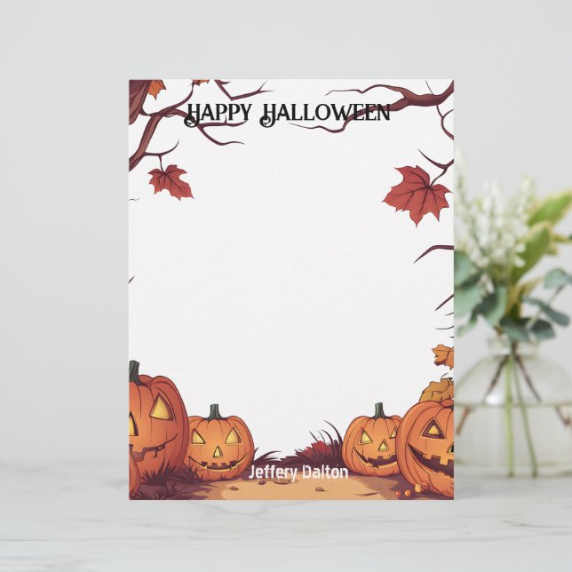 Jack O Lantern Happy Halloween Custom Letterhead (Standing Front)