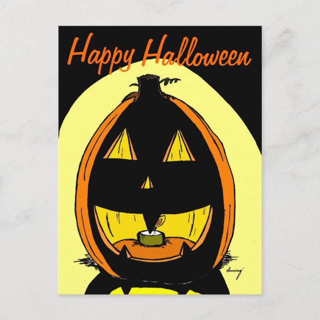 Jack o' Lantern "Happy Halloween" Postcard (Front)