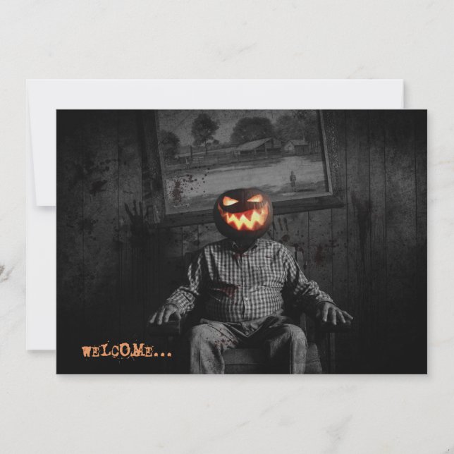 Jack O' Lantern Head Spooky Halloween Party Invitation (Front)
