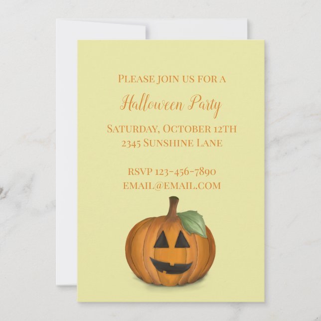 Jack O Lantern in Pumpkin Patch Announcement (Front)