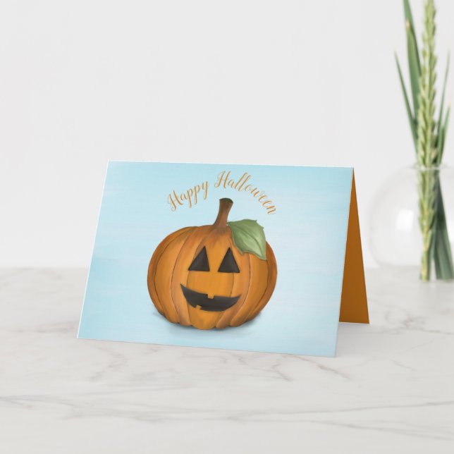 Jack O Lantern in Pumpkin Patch   Card (Front)