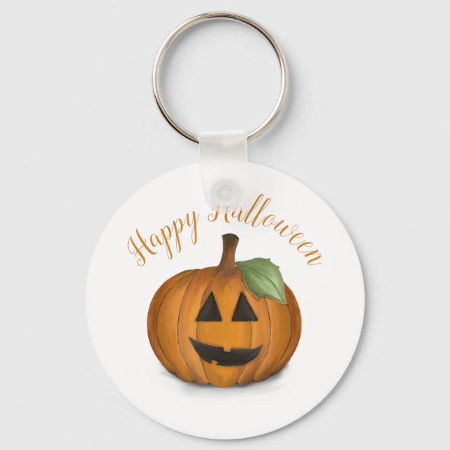 Jack O Lantern in Pumpkin Patch Keychain (Front)