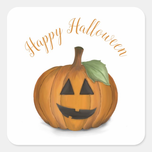 Jack O Lantern in Pumpkin Patch Square Sticker (Front)