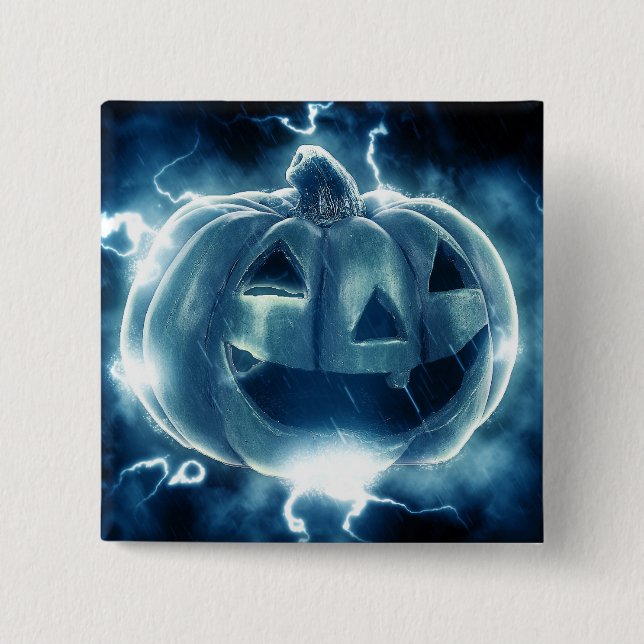  jack-o-lantern in the rain 15 cm square badge (Front)