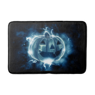 jack-o-lantern in the rain bath mat