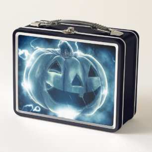 jack-o-lantern in the rain metal lunch box