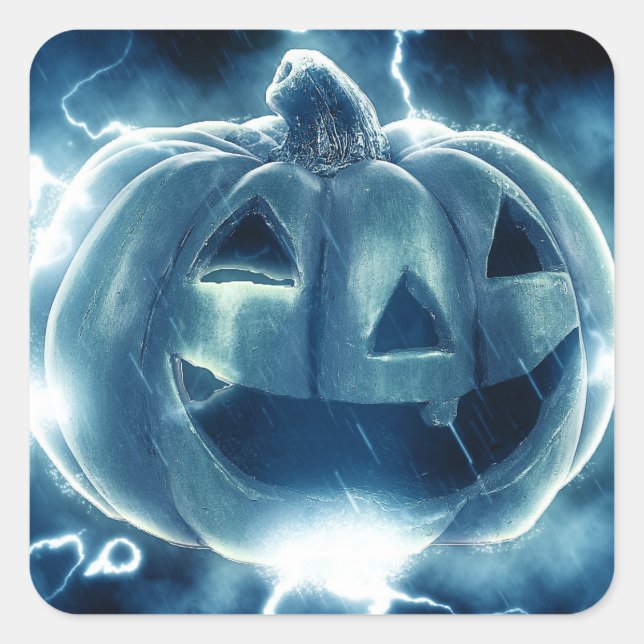 jack-o-lantern in the rain square sticker (Front)