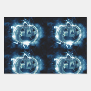  jack-o-lantern in the rain wrapping paper sheet