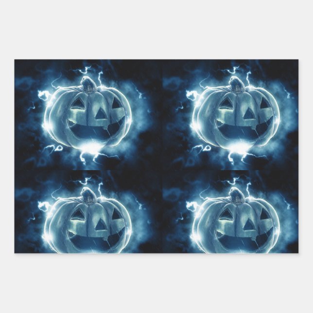  jack-o-lantern in the rain wrapping paper sheet (Front)