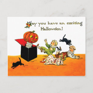 Jack O' Lantern is jumping out from the box Postcard