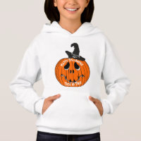 Jack O' Lantern Kids Hoodie Witch Hat Halloween