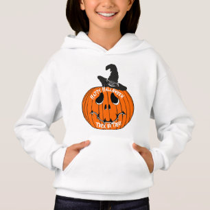 Jack O' Lantern Kids Hoodie Witch Hat Halloween