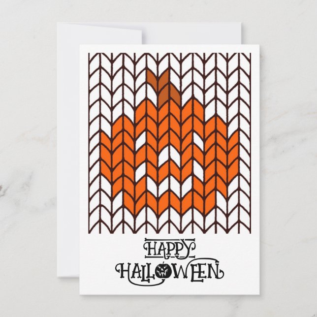 JACK-O-LANTERN KNIT 4.5x6.25 Flat Halloween Card (Front)