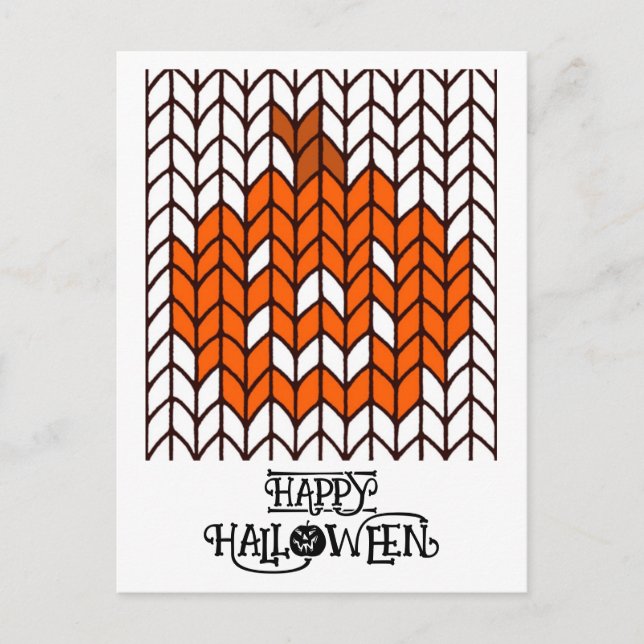 JACK-O-LANTERN KNIT Halloween Postcard (Front)