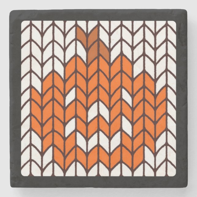 JACK-O-LANTERN KNIT Marble Stone Coaster (Front)