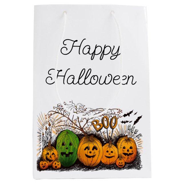 Jack-O-Lantern Line Up Medium Gift Bag (Front)