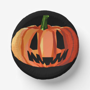 Jack-o’-Lantern Low Poly Halloween Paper Plate