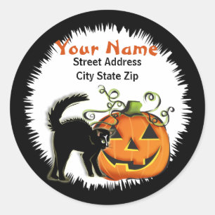 Jack-O-Lantern N Cat Address Label