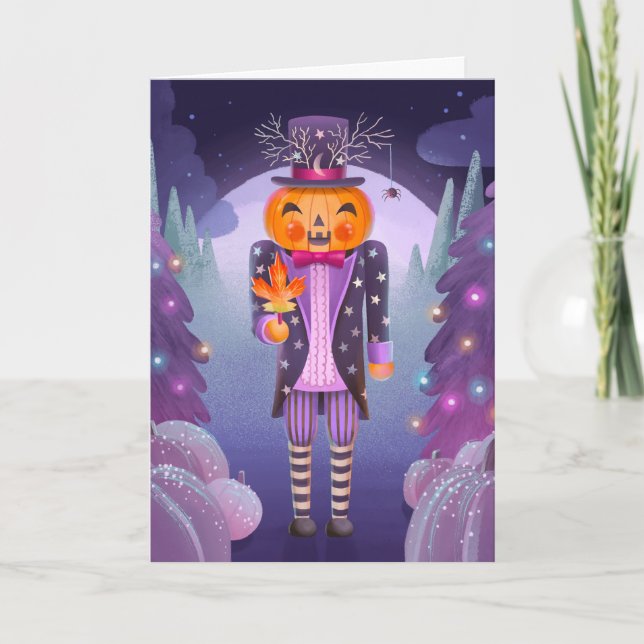 Jack-o'-lantern Nutcracker Halloween Christmas Card (Front)