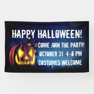 Jack-O-Lantern on Halloween Night Banner