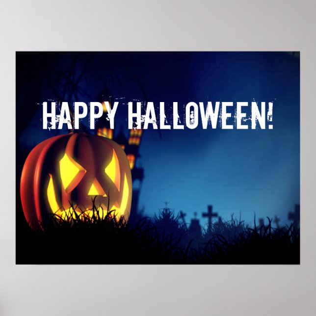 Jack-O-Lantern on Halloween Night Poster (Front)