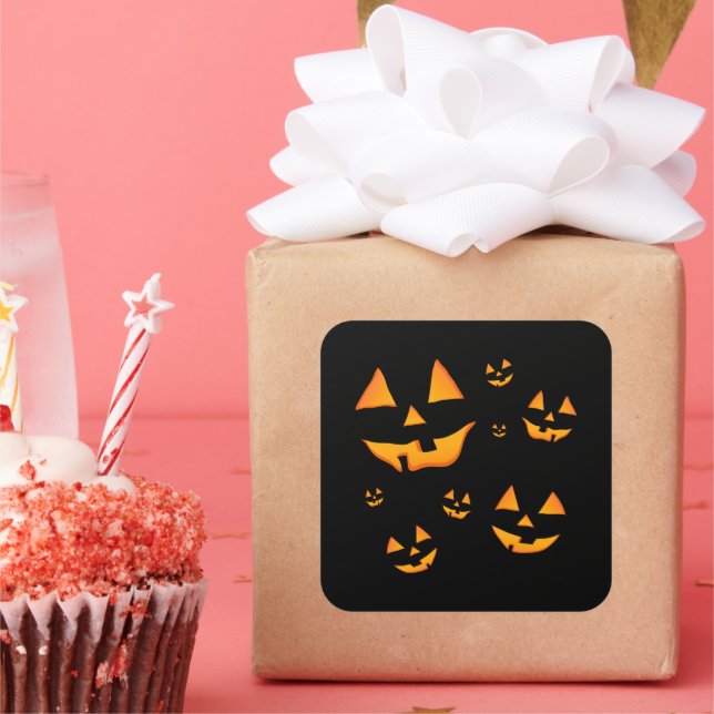 Jack-O-Lantern or Jack O’Lantern eyes and smiling  Square Sticker (Party)