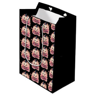 Jack-O' Lantern Orange Leaves Black Halloween Medium Gift Bag