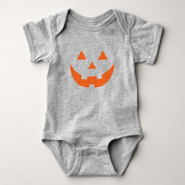 Jack o lantern orange pumpkin costume Halloween Baby Bodysuit (Front)