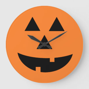 Jack-O-Lantern Orange Pumpkin Halloween Wall Clock