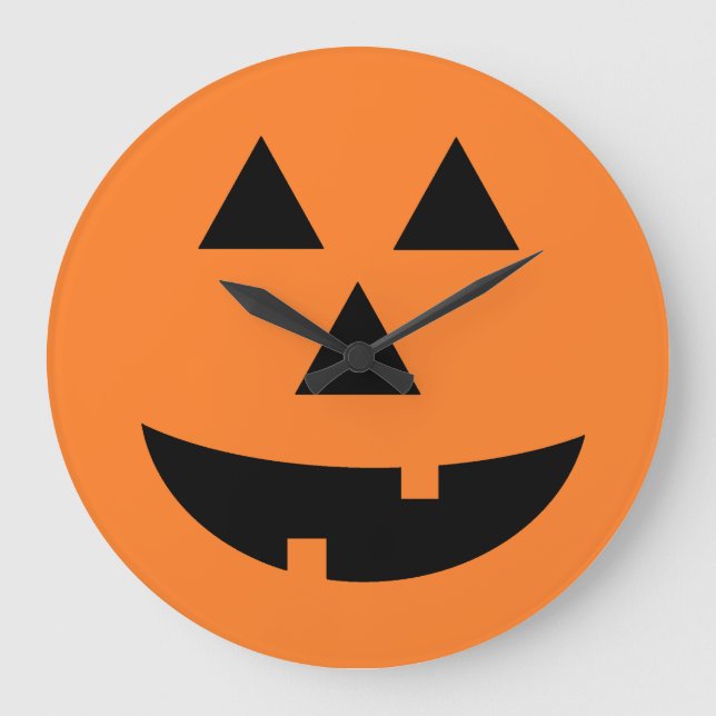 Jack-O-Lantern Orange Pumpkin Halloween Wall Clock (Front)