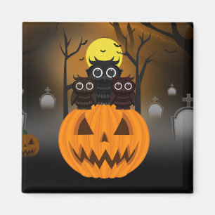 Jack O lantern & Owls Magnet