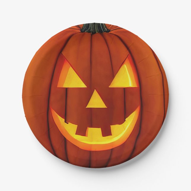 Jack-O'-Lantern Paper Plates (Front)