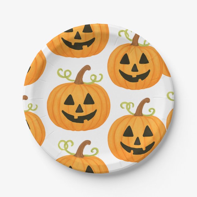 Jack-o’-Lantern Pattern  Paper Plate (Front)