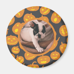 Jack O Lantern Pattern Pumpkins with Pet Photo Magnet