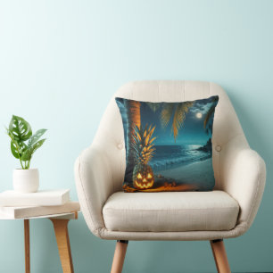 Jack-o-lantern Pineapple On A Beach Cushion