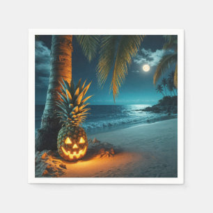 Jack-o-lantern Pineapple On A Beach Napkin