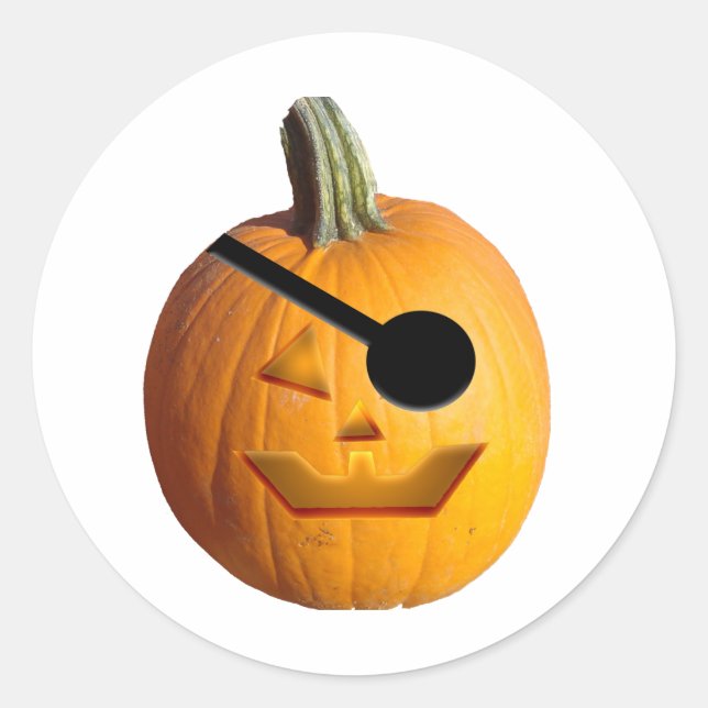 Jack O' Lantern Pirate Classic Round Sticker (Front)