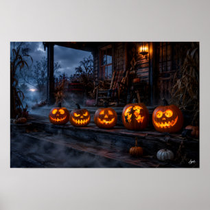 Jack-o'-Lantern Porch Row Poster