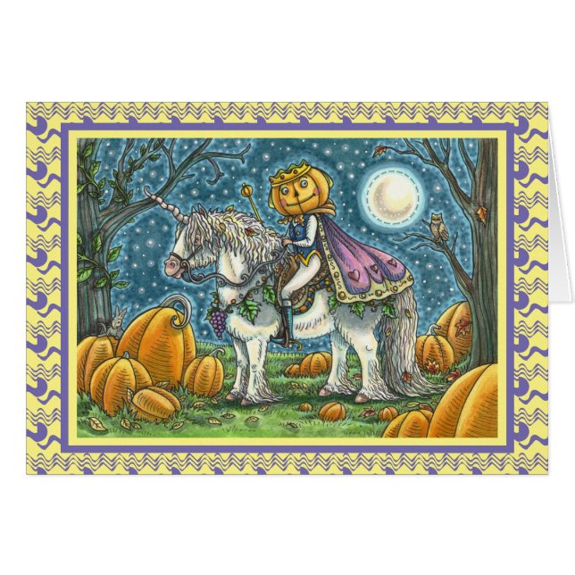 JACK O LANTERN PRINCE ON HIS MAGIC UNICORN, CARD (Front Horizontal)