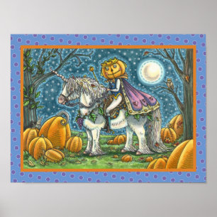 JACK O LANTERN PRINCE ON HIS MAGIC UNICORN PONY POSTER